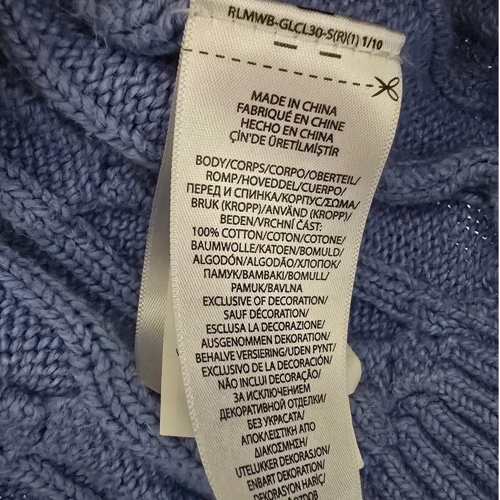 Polo Ralph Lauren Cable Knit Quarter Zip Sweater Mens XXL Blue Cotton Preppy